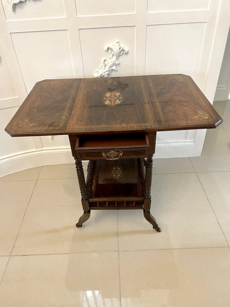 Outstanding Quality Antique Victorian Rosewood Inlaid Centre Table - Image 2